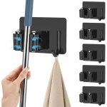6 pi�ces accroche balai mural porte balais mural de sans percage avec crochets ajustable support balais ...