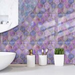 6 pi�ces autocollants muraux en �cailles de poisson violet (15 x 15 cm) - carreaux autocollants pour ...