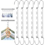 6 pices cintres gain de place en mtal, cintres multifonctionnels, cintres magiques argent, multipurpose ...