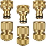 6 pi�ces connecteur de tuyau d'arrosage, connecteur de robinet de jardin en laiton massif, connecteur ...