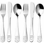 6 pices couverts enfant en inox, 2 x fourchette 2 x cuillre et 2 x couteaux pour enfant bb maison ...