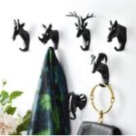6 pi�ces crochets pat�res porte manteau mural t�te d'animal cerf �l�phant ch�vre crochets decoratif murale ...