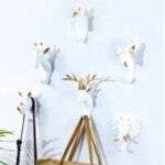 6 pi�ces crochets pat�res porte manteau mural t�te d'animal cerf �l�phant ch�vre crochets decoratif murale ...