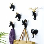 6 pi�ces crochets pat�res porte manteau mural t�te d'animal cerf �l�phant ch�vre crochets decoratif murale ...