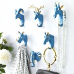 6 pi�ces crochets pat�res porte manteau mural t�te d'animal cerf �l�phant ch�vre crochets decoratif murale ...