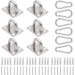 6 pi�ces de plaque oeillet en acier inoxydable et 6 pi�ces de mousquetons, plaques � oeil en forme de ...