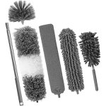 6 pices plumeau poussiere telescopique, plumeau toile araigne, plumeaux microfibre lavable tte nettoyage ...