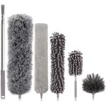 6 pices plumeau telescopique, tete de loup longueur 25 - 252cm, plumeau lavable microfibre, balai toile ...