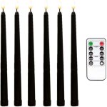 6 pi�ces s�ries bougies coniques noires sans flamme scintillantes avec minuterie � distance � 10 touches, ...