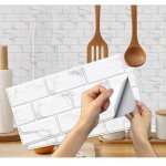 6 pi�ces stickers carrelage cuisine(blanc), autocollant en tuile auto - adh�sif sticker imperm�able en ...