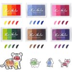 6 pices tampon encreur enfant empreintes, 24 couleurs lavable non toxique coussins encreurs, dgrad ...