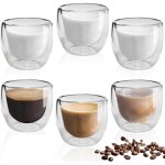 6 pi�ces tasse a cafe, verre double paroi 80ml, tasses � expresso � double paroi isotherme, verres � ...