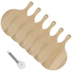 6 planches � pizza et tarte flamb�e en bois 30 cm et roulette � pizza en inox fackelmann