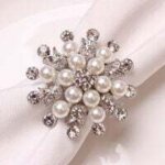 6 ronds de serviette suppl�mentaires en perles et strass, ronds de serviette de f�te de mariage attitude ...