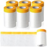 6 rouleaux films de masquage avec ruban adh�sif, masker avec ruban de masquage, film de peintre transparent, ...