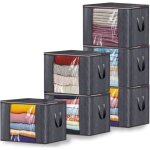 6 sac de rangement vetement 90l, sac de rangement pour couette, grand boite rangement, caisse rangement ...