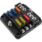 6 voies bote fusibles 12v, porte fusible blocs fusible lame avec 16 fusibles 6 voyants led couvercle ...