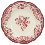 6 x assiettes creuses faustine rose - 22cm - porcelaine - novastyl