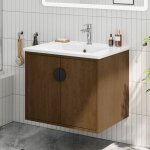 60 cm meuble sous vasque avec vasque � encastrer - ensemble de meubles de salle de bain 2 pi�ces avec ...