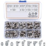 60 pices graisseur a visser, assortiment graisseur m6 m8 m10, droit graisse raccord 45 90 180, avec bote ...
