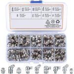 60 pi�ces graisseur a visser, assortiment graisseur m6 m8 m10, droit graisse raccord 45� 90� 180�, avec ...