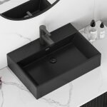 60x42cm noir mat lavabo mural en céramique, garniture de vidage noir, vasque á poser lavabo à main - ... 60x42cm noir mat lavabo mural en céramique, garniture de vidage noir, vasque á poser lavabo à main - ...