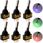 6pcs 12v - 24v 20a 3 broches voiture moto interrupteur inverseur  bascule levier avec lumire led(rouge ...