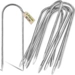 6pcs 30cm piquets d'ancrage r�sistants en acier galvanis� antirouille avec crochets en u pour tentes ...