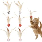 6pcs chat jouet balle plume balles mobiles boules gonflables caoutchouc amusant elastique jouets rebondissants ...