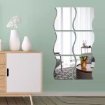 6pcs diy miroir d�calcomanie style, acrylique vague mur autocollant miroir, 3d vague mur autocollant, ...