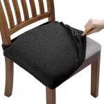 6pcs housse de chaise siege extensible gaufr�e jacquard amovibles lavables pour salle � manger cuisine ...