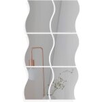 6pcs miroir autocollant mural argent� miroir murale adhesif forme en vagues diy decal miroir de style ...
