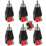 6pcs rca to speaker cable adapter subwoofer speaker phono rca male to av 2 screw terminal video audio ...