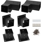 6pcs supports de pergola, support d'angle en acier alli support de poteau de clture kit de support ...