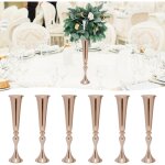 Gojoy - 6pcs vase fleur or metal trompette valses de mariage fleur artificielle boule de fer stand 56. ...