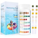 7 en 1 testeur pour eau de piscine et spa, 100 bandelettes test piscine, test piscine chlore et ph, le ...