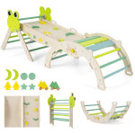 7 en 1 triangle d'escalade enfant pliable sur th�me grenouille avec rampe & �chelle, arche d'escalade ...