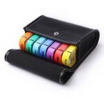 7 jours 28 compartiments pilulier, pilulier semainier multicolores avec pu sac, pour les vitamines, huiles ...