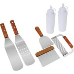 7 pcs accessoires pour plaque chauffante bbq, spatule et grattoir en acier inoxydable pour cuisson � ...