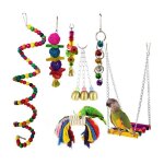 7 pcs perroquet jouets suspendus, oiseau perroquet jouets oiseau suspendu cloche jouet oiseau balanoire ...