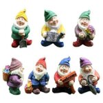 7 pi�ces nains de jardin, statue gnomes f�e miniature, ornements figurine nains mignons, pour d�coration ...