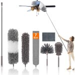 7 pices plumeau telescopique, tete de loup longueur maximale 25 - 256cm, plumeau lavable microfibre, ...