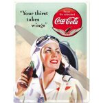 7line - plaque métal publicitaire 30x40cm bombée en relief : coca - cola aviatrice 7line - plaque métal publicitaire 30x40cm bombée en relief : coca - cola aviatrice