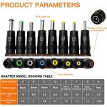 8 - en - 1 adaptateur d'alimentation dc pour ordinateur portable, 5. 5x2. 1 mm femelle � m�le adaptateur, ...