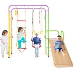 8 en 1 aire de jeux escalade avec toboggan & balan�oire r�glable, structure d?escalade en m�tal avec ...