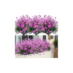 8 bundles extrieure artificielle faux fleurs arbustes rsistants aux uv plantes, faux plastique verdure ...