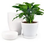 8 pices 17 cm pots plastique plantes, cache pot interieur exterieur, pot de fleur avec plateaux, convient ...