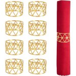 8 pi�ces ronds de serviette m�tal ajour� dor�, pour no�l, mariages, d�ner et d�coration de table