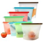 8 pices sac congelation zip pour aliments, alimentaires en silicone sacs  lunch tanches, sac congelation ...
