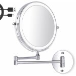 8 pouces led miroir maquillage mural, miroir grossissant lumineux, 1x / 7x grossissement 3 couleurs de ...
